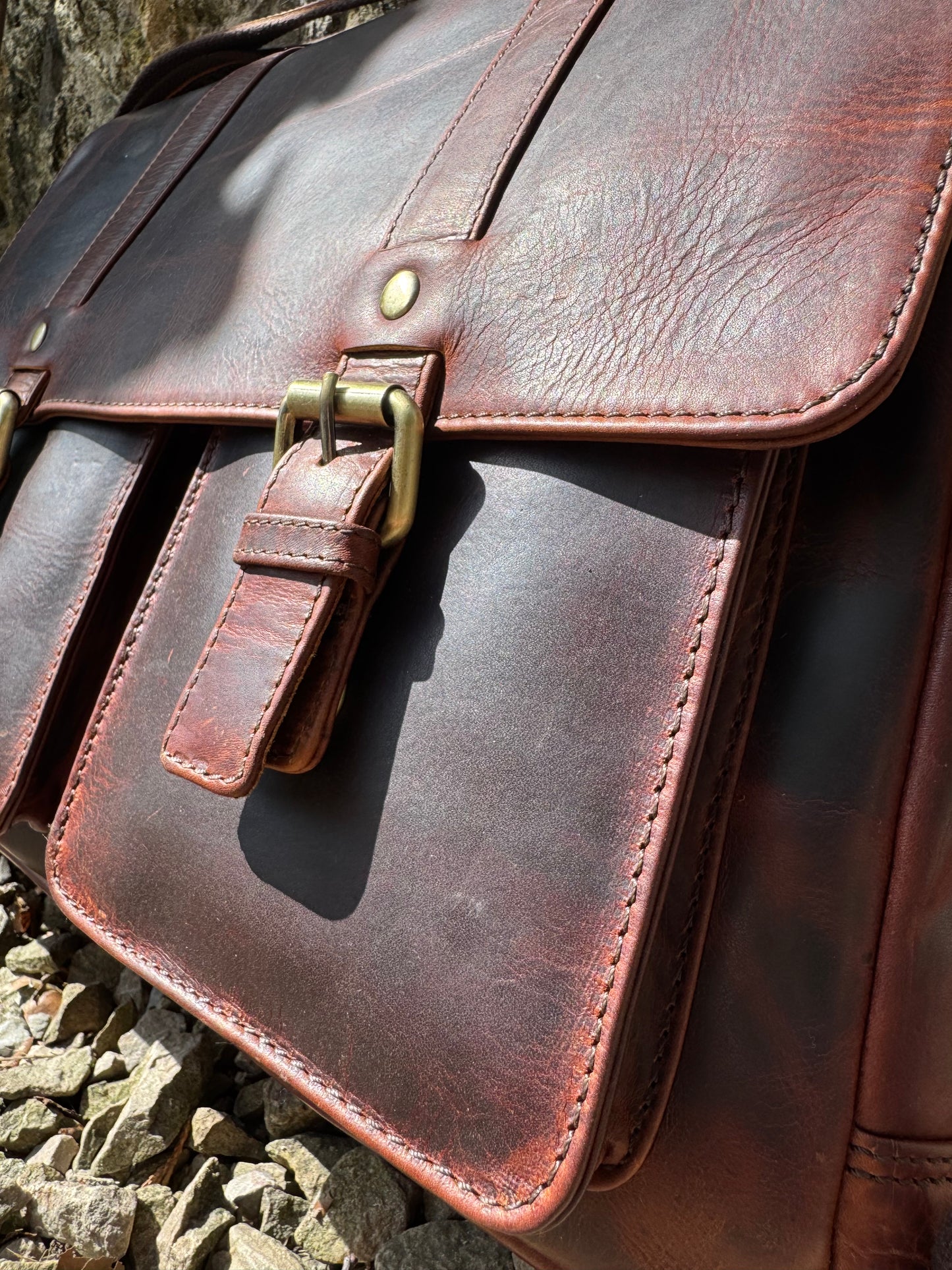 Roma Flapover Messenger Bag Brown